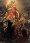 Vị thần sấm sét, giông bão và sức mạnh trong thần thoại Bắc Âu, trong trận chiến với những người khổng lồ - Họa phẩm “Tors strid med jättarne” của danh họa Thụy Điển Mårten Eskil Winge
