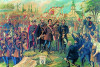 Petőfi Sándor (giữa) cùng các đồng sự trong những ngày rực lửa của cuộc cách mạng 1848 - Tranh cổ