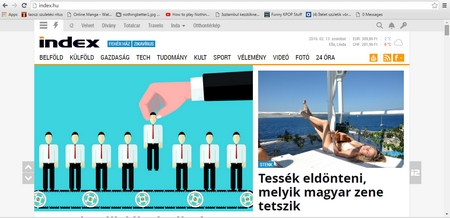Mạng tin index.hu rất được ưa chuộng tại Hungary - Ảnh chụp màn hình