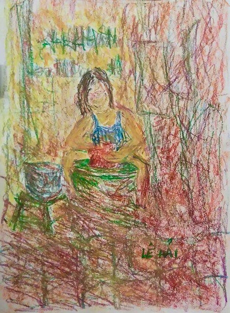 Unchained Melody (oil pastel on a4 paper) - Lê Hải, 11-2016