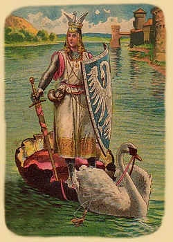 Hiệp sĩ Lohengrin trong một tấm thiệp cổ