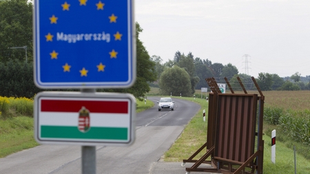 Biên giới Hungary - Slovenia tại một cửa khẩu giữa hai vùng Tornyiszentmiklós và Pince - Ảnh: Varga György (MTI)