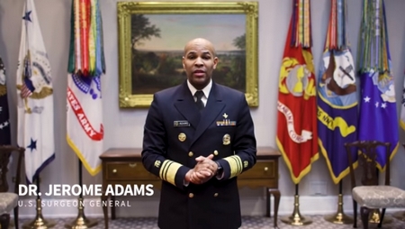 Phó Đô đốc Jerome Adams, quan chức cao cấp nhất của Y tế Công cộng Mỹ - Ảnh chụp màn hình