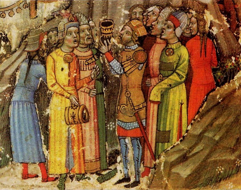 Hình ảnh hội thề trong cuốn quốc sử “Chronicon Pictum” của Kálti Márk, mô tả Árpád cũng có mặt giữa đoàn thủ lĩnh