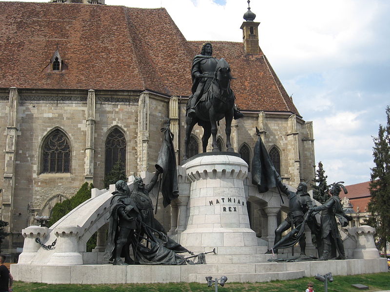 Tượng đài vua Mátyás tại Kolozsvár (nay là Cluj-Napoca thuộc Romania) của điêu khắc gia Fadrusz János