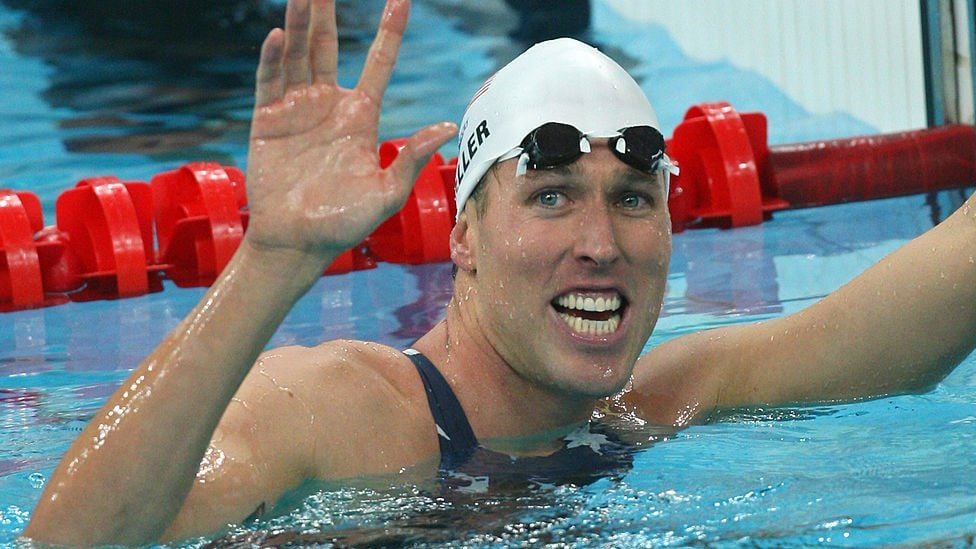 Một trong những “kình ngư” giành HCV của tuyển bơi lội Mỹ tại Thế vận hội Bắc Kinh 2008 - Ảnh: AFP