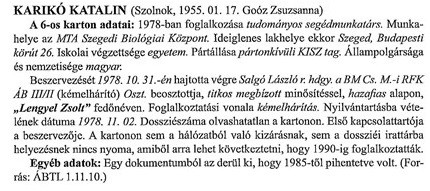 Một đoạn thông tin về bà Karikó Katalin trong hồ sơ tuyển dụng, được đăng lại trong cuốn sách của tác giả Bálint László