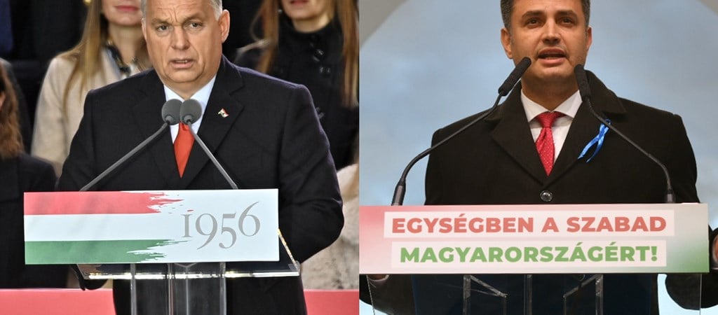 Thủ tướng đương nhiệm Orbán Viktor và ứng viên thủ tướng của liên minh đối lập, ông Márki-Zay Péter