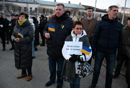 Biểu tình chống cuộc chiến xâm lược Ukraine ở Riga, Latvia