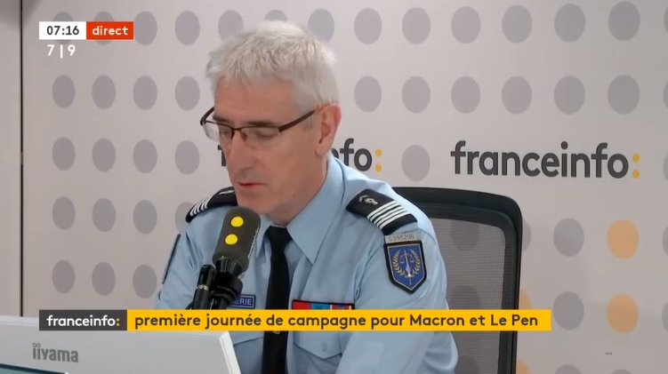 Đại tá Franck Marescal, Giám đốc Lực lượng Hiến binh Quốc gia IRCGN - Ảnh chụp màn hình