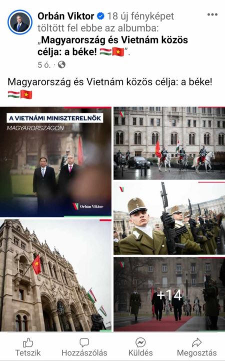 Ảnh: Facebook của Thủ tướng Orbán Viktor