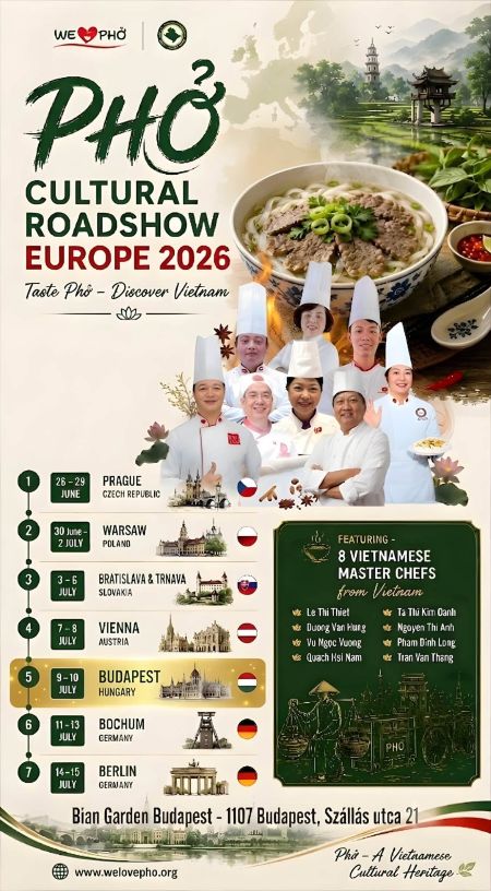 Các chặng của Phở Cultural Roadshow Europe 2026 - Nguồn: BTC